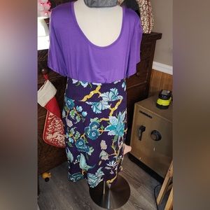 LuLaRoe Cassie pencil skirt, 2xl, NWOT, Purple w/blue floral